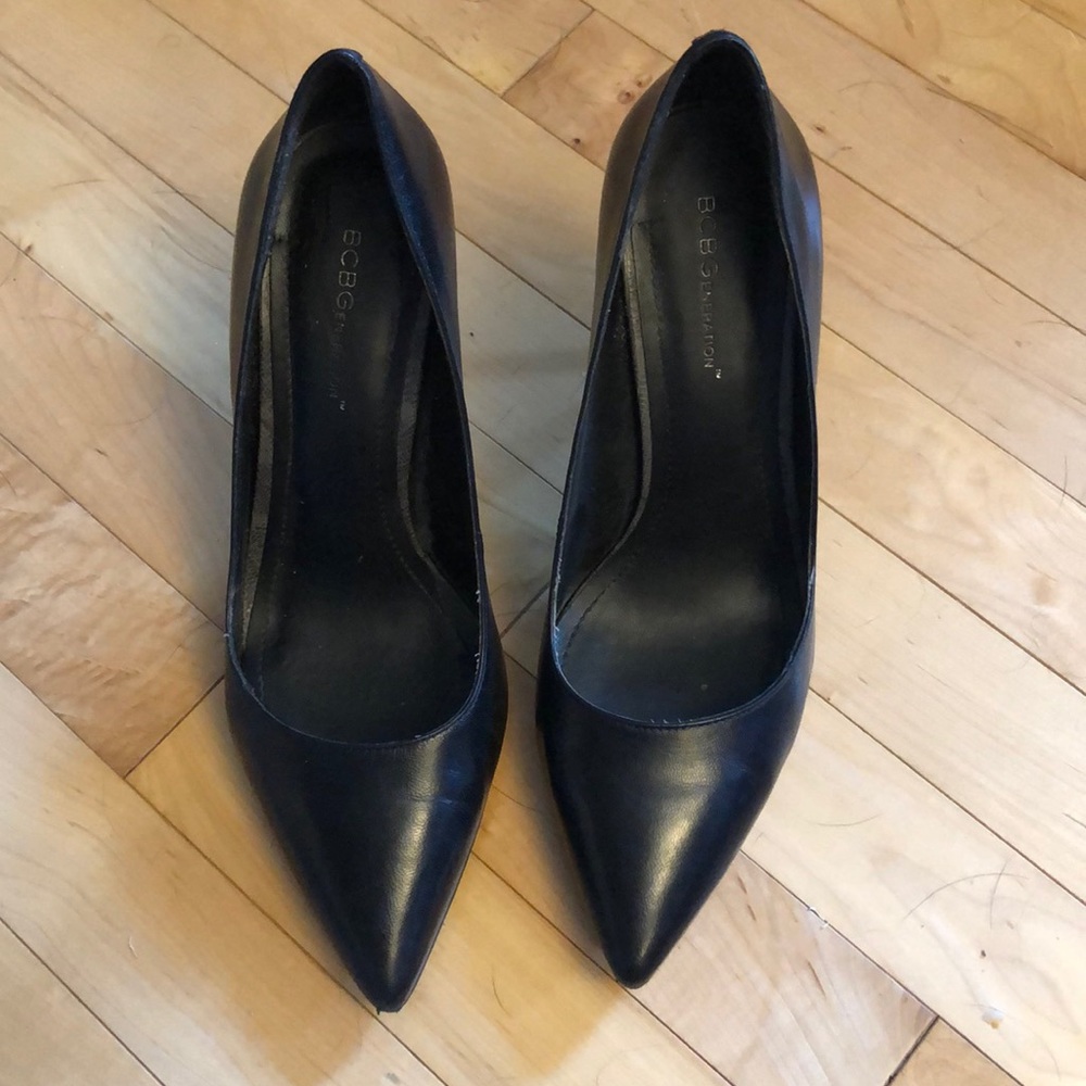 BCBG Generation Black Leather Heels